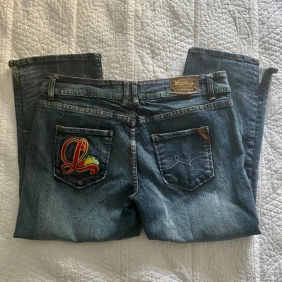 Luxirie by LRG Embroidered Distressed Denim Jeans - Picture 1 of 8